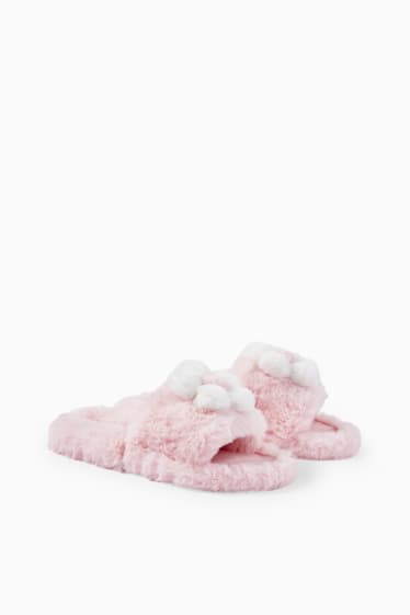 Dames - CLOCKHOUSE - pantoffels van imitatiebont - roze
