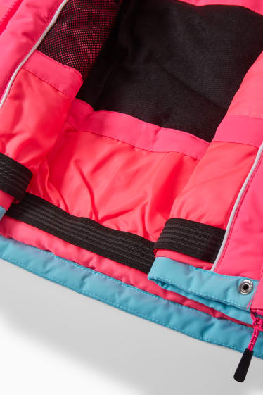 Enfants filles - Veste de ski à capuche - rose fluo