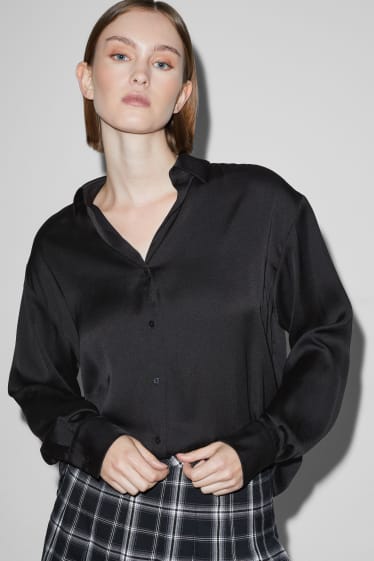 Femmes - CLOCKHOUSE - chemisier en satin - noir