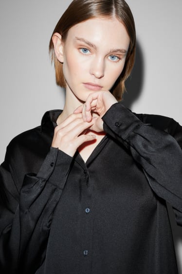 Femmes - CLOCKHOUSE - chemisier en satin - noir