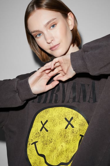 Teens & young adults - CLOCKHOUSE - oversized sweatshirt - Nirvana - dark gray
