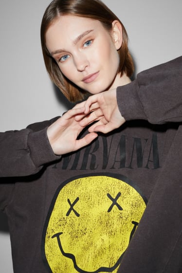 Femmes - CLOCKHOUSE - sweat Oversized - Nirvana - gris foncé