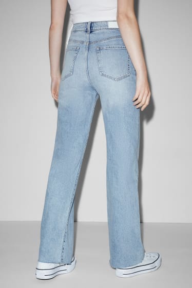 Women - CLOCKHOUSE - straight jeans - high waist - denim-light blue