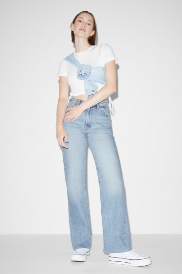 Women - CLOCKHOUSE - straight jeans - high waist - denim-light blue