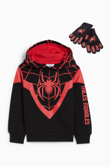 Enfants garçons - Spider-Man - ensemble - sweat à capuche et gants - 2 pièces - noir