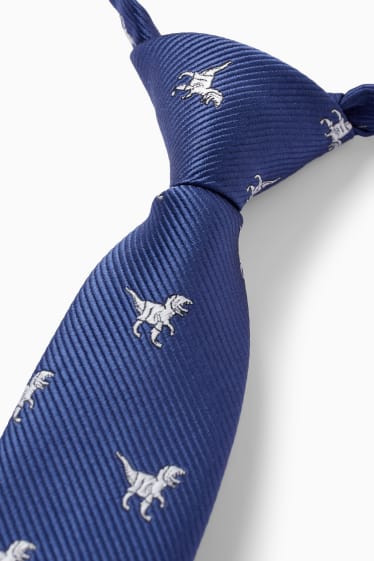 Children - Dinosaur - tie - patterned - dark blue