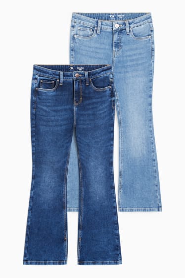 Kinderen - Uitgebreide maten - set van 2 - flared jeans - LYCRA® - jeansblauw