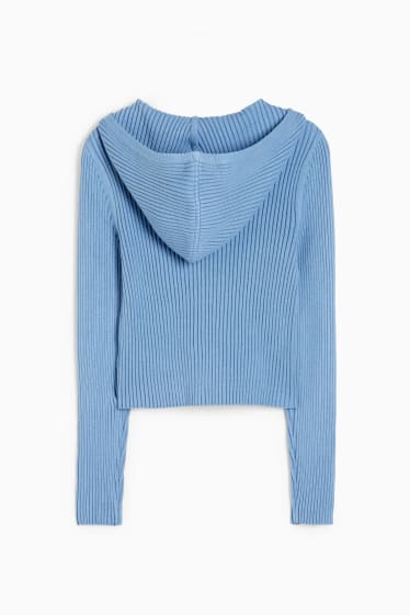 Kinder Mädchen - Strickjacke mit Kapuze - blau