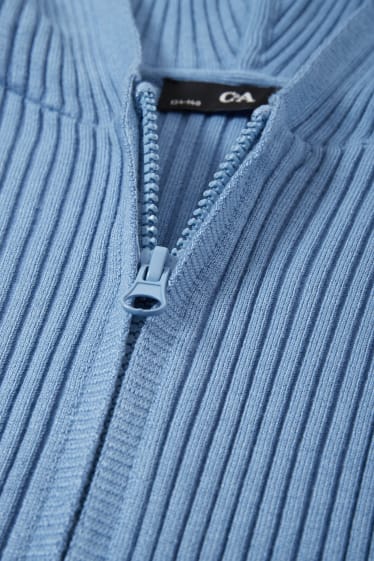 Kinder Mädchen - Strickjacke mit Kapuze - blau