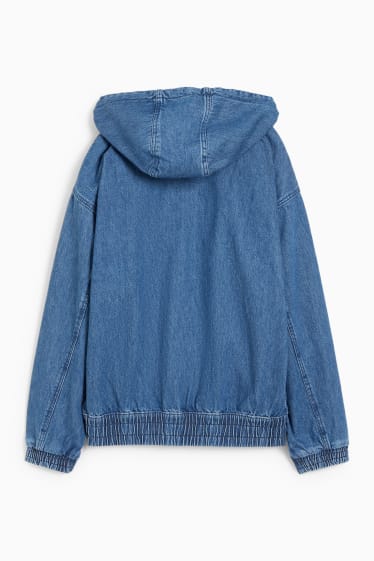 Men - Denim jacket with hood - blue denim