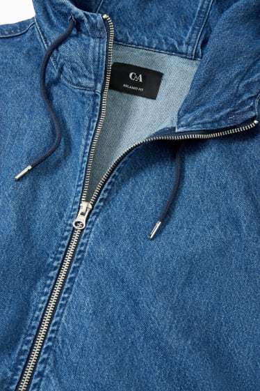 Pánské - Džínová bunda s kapucí - džíny - modré
