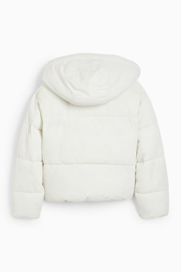 Nastolatki - CLOCKHOUSE - pikowana kurtka z kapturem - śnieżnobiały