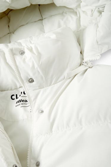 Tieners & jongvolwassenen - CLOCKHOUSE - gewatteerde jas met capuchon - zuiver wit