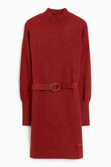 Bambine - Vestito in maglia - rosso scuro