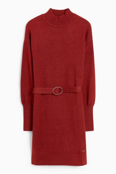 Children - Knitted dress - dark red