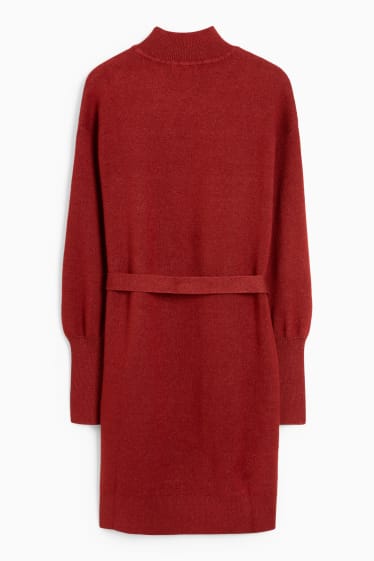 Bambine - Vestito in maglia - rosso scuro