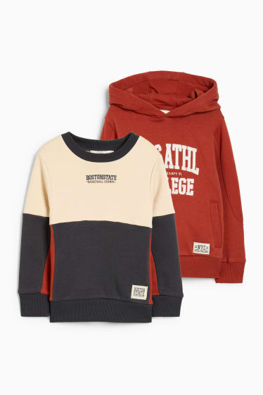 Kinder Buben - Multipack 2er - Sweatshirt und Hoodie - braun