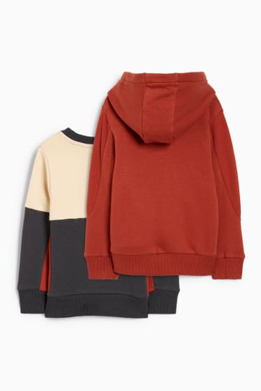 Kinder Buben - Multipack 2er - Sweatshirt und Hoodie - braun
