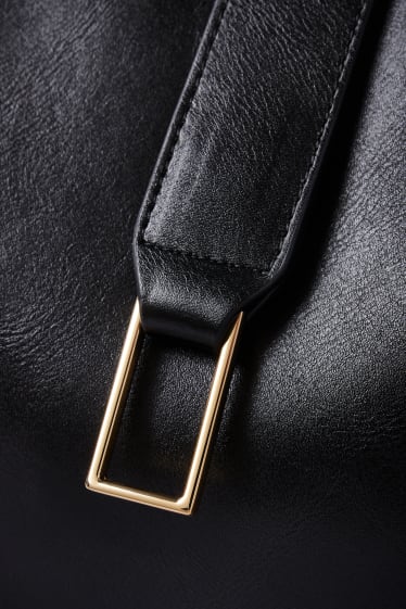 Damen - Schultertasche - Lederimitat - schwarz