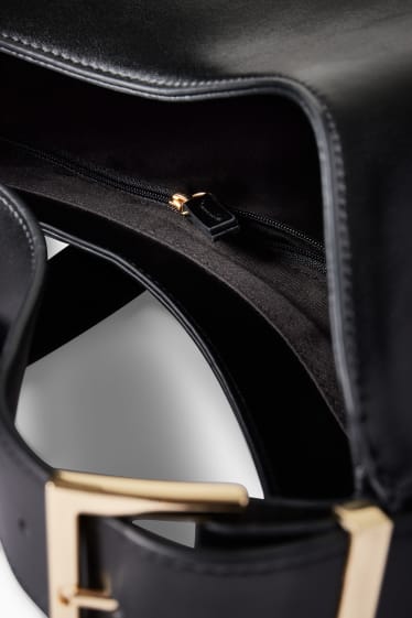 Damen - Schultertasche - Lederimitat - schwarz