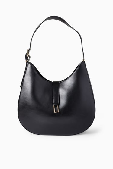 Damen - Schultertasche - Lederimitat - schwarz