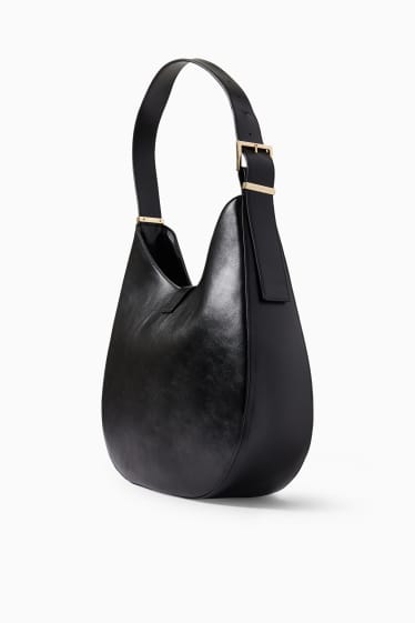 Damen - Schultertasche - Lederimitat - schwarz