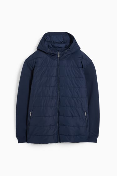 Men - Quilted jacket with hood - dark blue