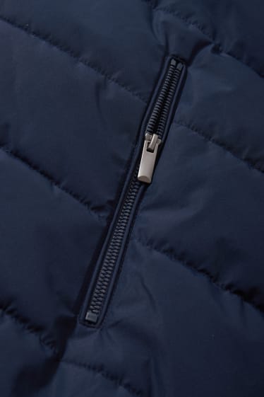 Men - Quilted jacket with hood - dark blue