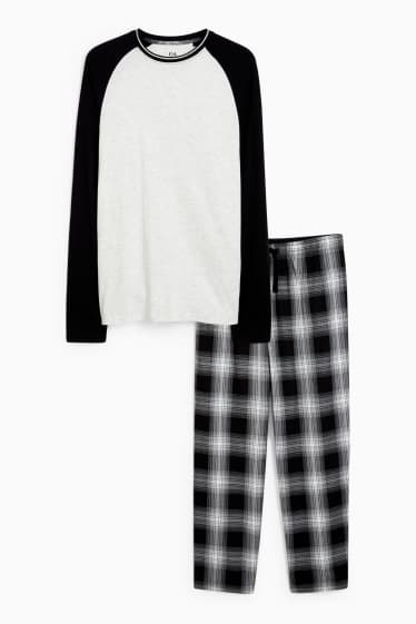 Mężczyźni - Piżama z flanelowymi spodniami - czarny