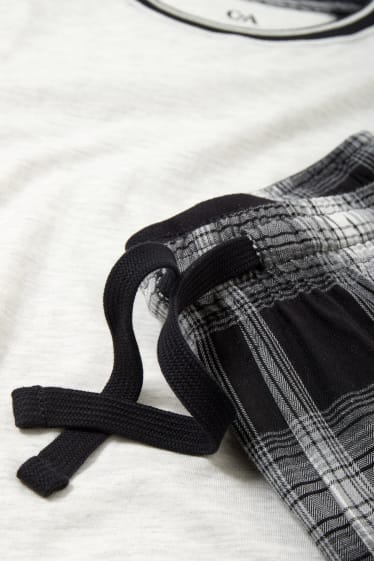 Herren - Pyjama mit Flanellhose - schwarz