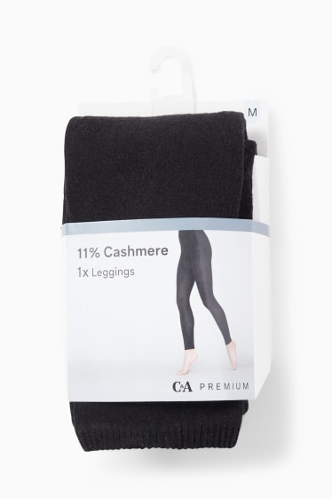 Mujer - Leggings con mezcla de cachemir - negro