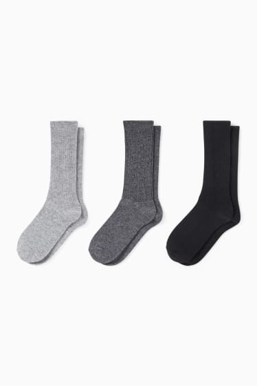 Femmes - Lot de 3 paires - chaussettes - gris chiné