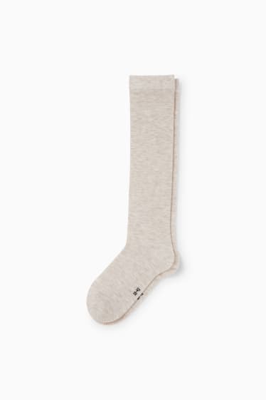 Damen - Kniestrümpfe mit Kaschmir-Anteil - hellbeige