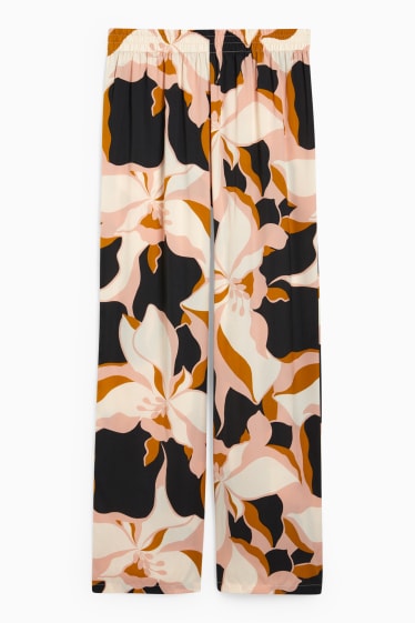 Dona - Pantalons de pijama de setí - de flors - rosa