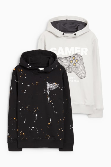 Kinder Buben - Extended Sizes - Multipack 2er - Hoodie - schwarz