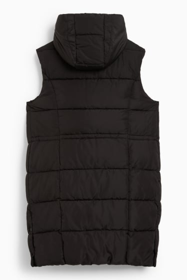 Donna - Gilet trapuntato premaman con cappuccio e inserto porta-bebè - nero