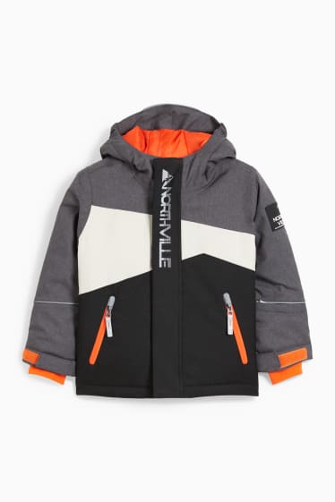 Enfants garçons - Veste de ski à capuche - gris foncé