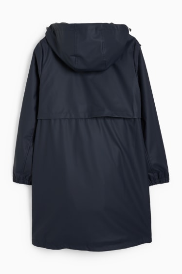 Dames - Zwangerschaps-regenjas met capuchon en baby-draagzak - donkerblauw
