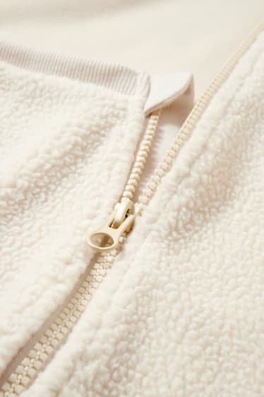 Dames - Zwangerschapssweatvest met babydraagzak en capuchon - crème wit
