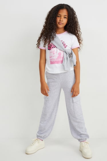 Bambine - Pantaloni sportivi cargo - grigio chiaro melange