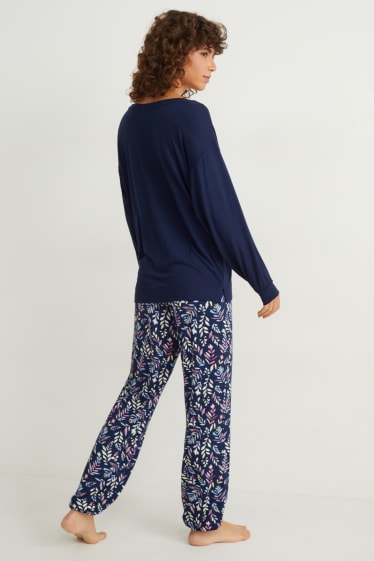 Dona - Pijama de viscosa - blau fosc