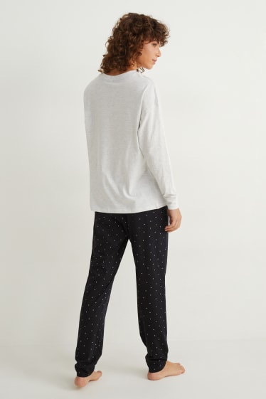 Damen - Pyjama - hellgrau-melange
