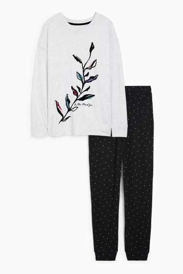 Damen - Pyjama - hellgrau-melange