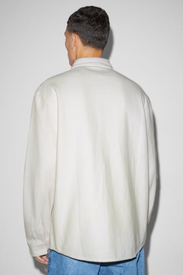 Pánské - Košilová bunda - krémově bílá