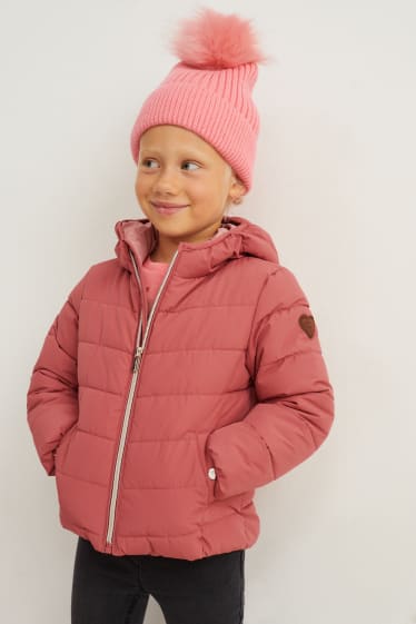 Enfants filles - Doudoune à capuche - rose foncé