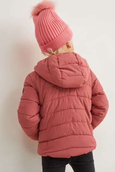 Copii - Jachetă matlasată cu glugă - roz închis