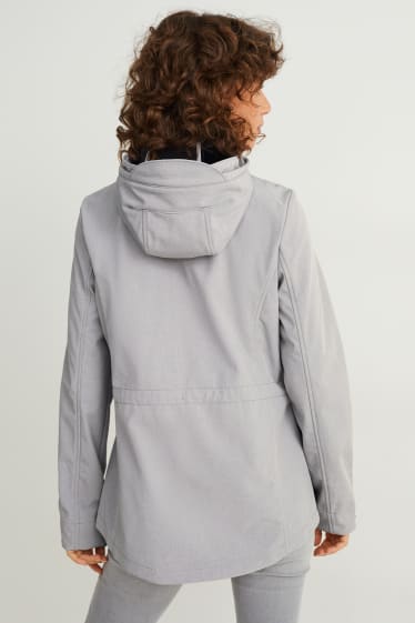 Femmes - Veste softshell à capuche - 4 Way Stretch - gris clair chiné