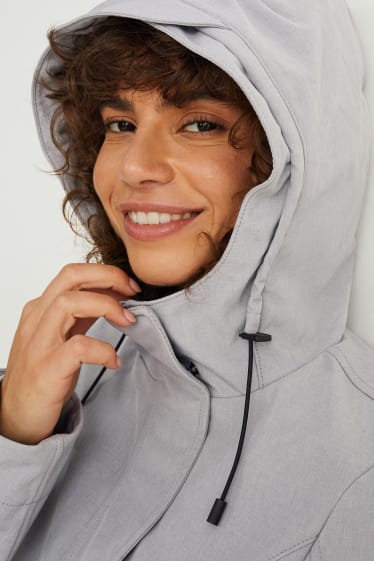 Femmes - Veste softshell à capuche - 4 Way Stretch - gris clair chiné