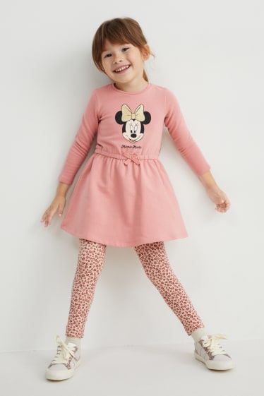 Kinderen - Set van 2 - Minnie Mouse - jurk van sweatstof - roze