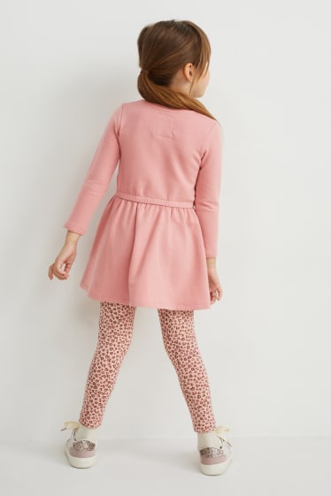 Kinderen - Set van 2 - Minnie Mouse - jurk van sweatstof - roze